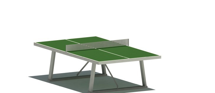 Geplante grüne Tischtennisplatte mit festem Metallnetz